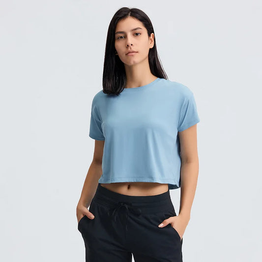 Sexy Yoga Short Sleeve Crop Top