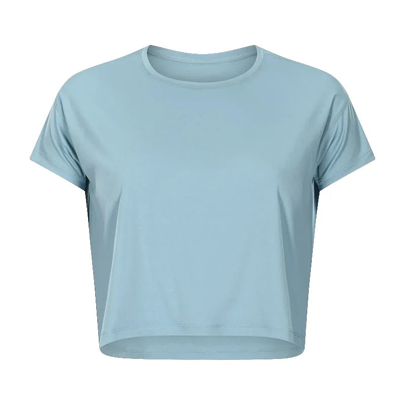 Sexy Yoga Short Sleeve Crop Top
