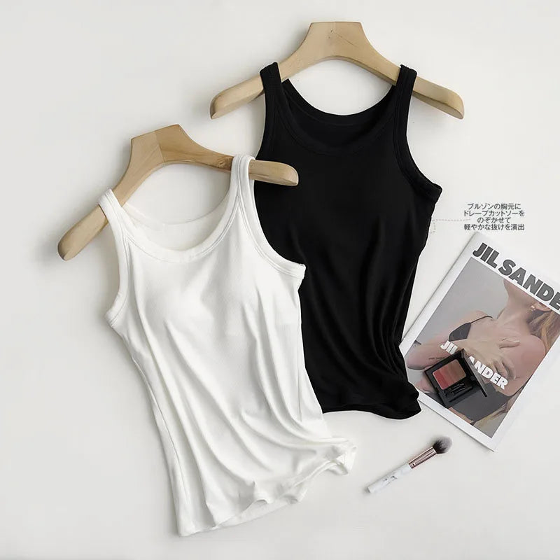 Wireless Padded Ribbed Tank Top Camisole
