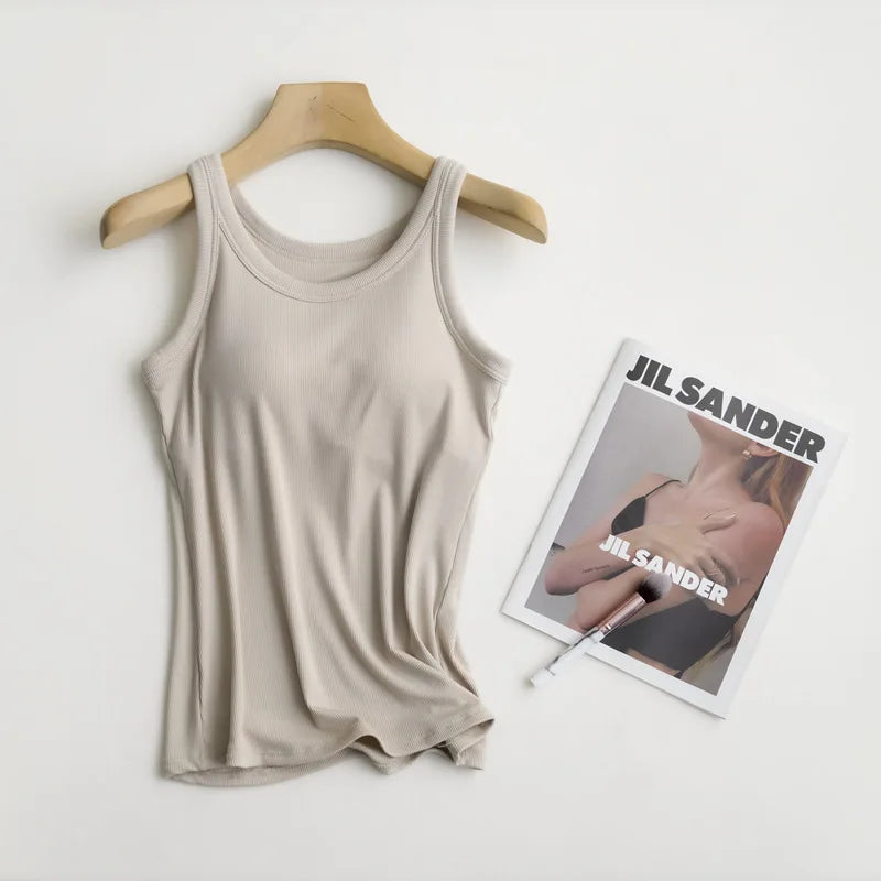 Wireless Padded Ribbed Tank Top Camisole
