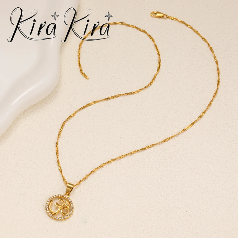 Yoga Symbol Circular Pendant Necklace