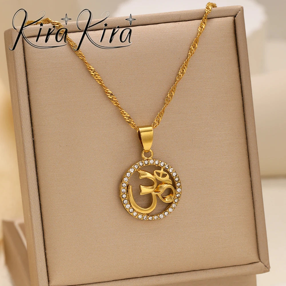 Yoga Symbol Circular Pendant Necklace