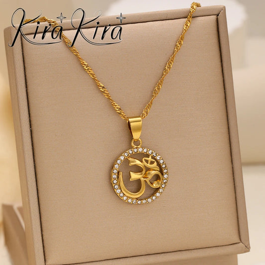 Yoga Symbol Circular Pendant Necklace