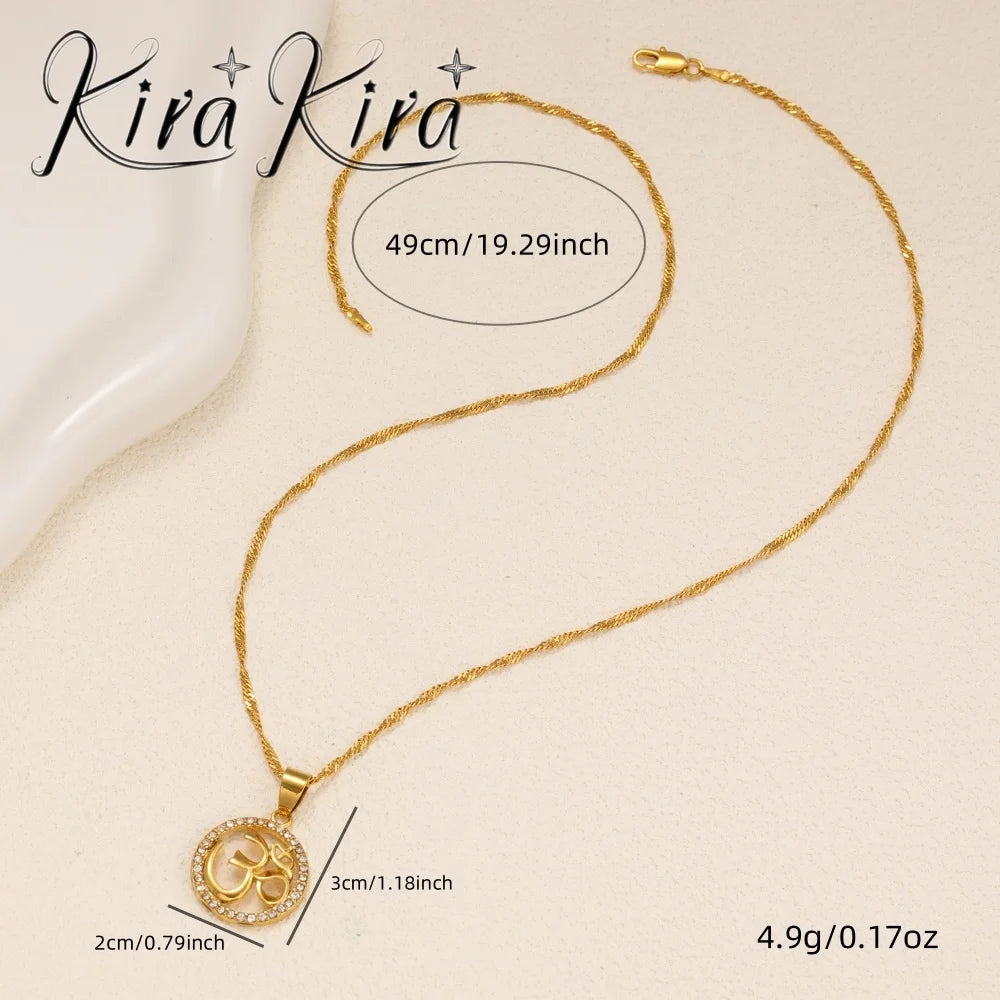 Yoga Symbol Circular Pendant Necklace