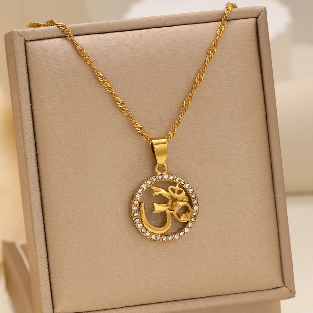 Yoga Symbol Circular Pendant Necklace