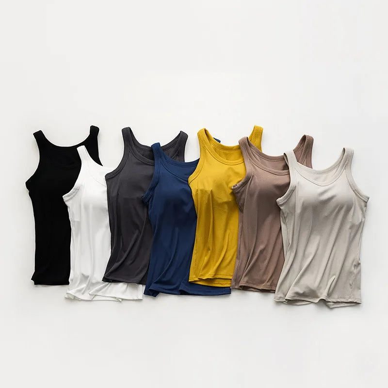 Wireless Padded Ribbed Tank Top Camisole