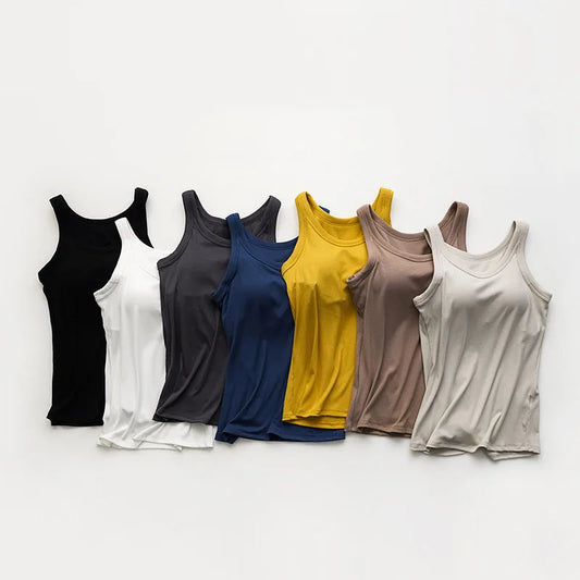 Wireless Padded Ribbed Tank Top Camisole