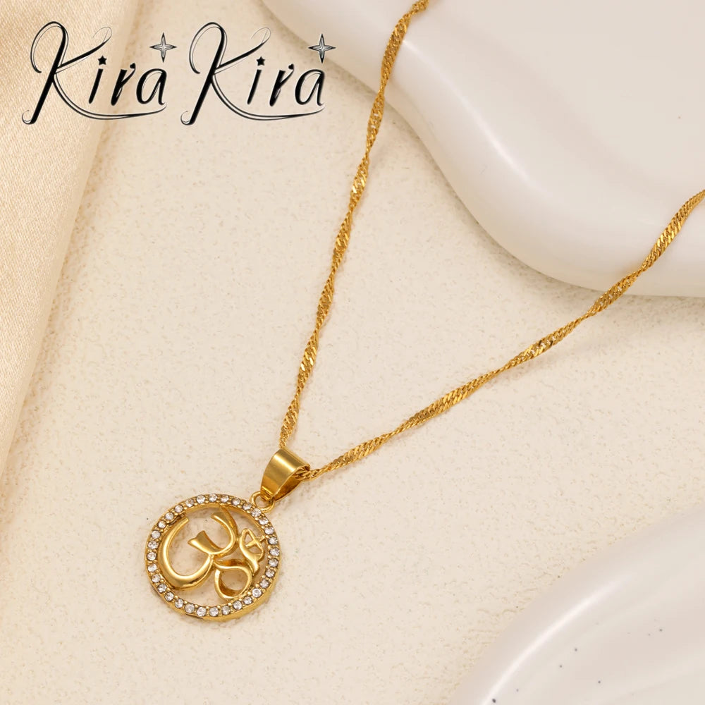 Yoga Symbol Circular Pendant Necklace