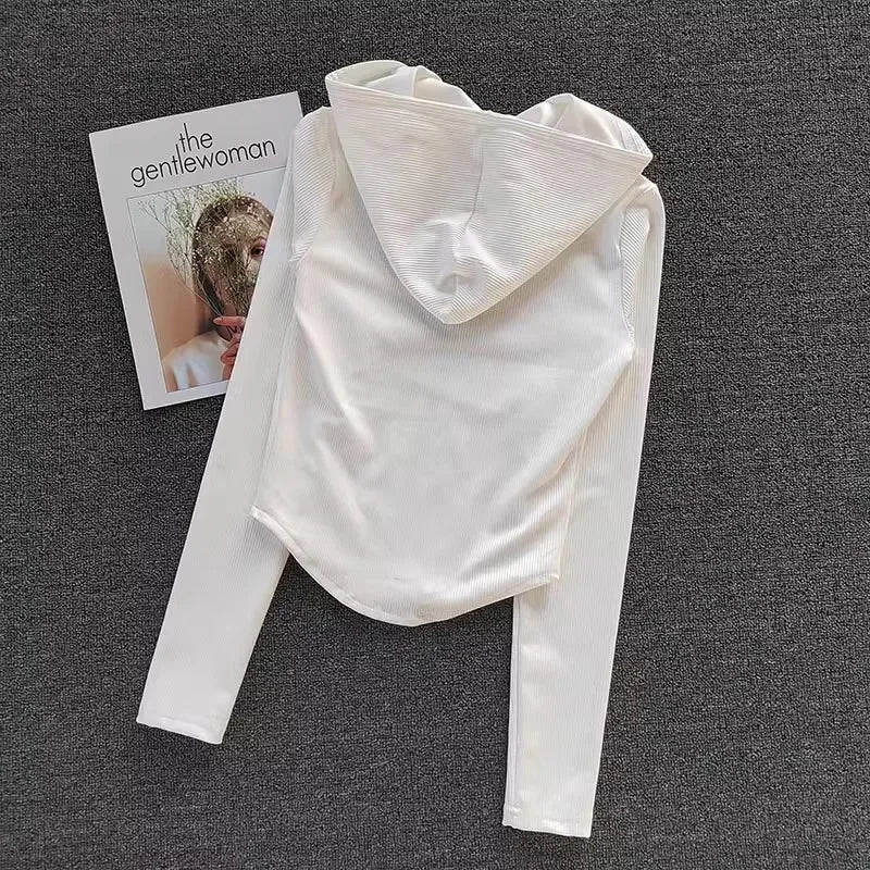 Women's long Sleeve Hooded Cardigan Sports Jacket